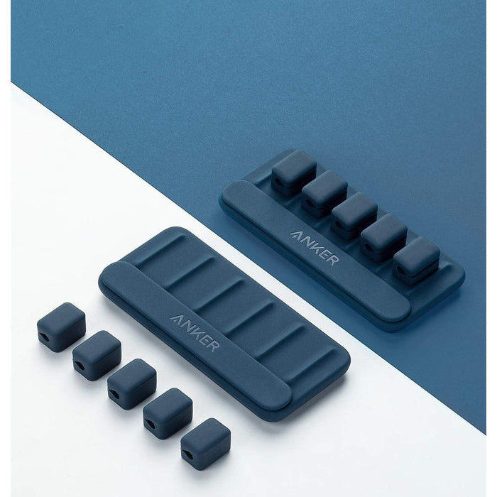 Anker Cable Management, Desktop Multipurpose Cord Keeper, 5 Clips 2 Pack - Blue