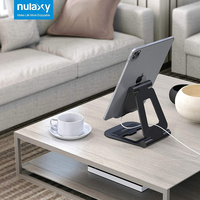 Nulaxy A5 Stand, Fully Foldable Tablet Holder Cell Phone Stand Compatible with All Tablets and Mobile Phones - Heavy Duty Black