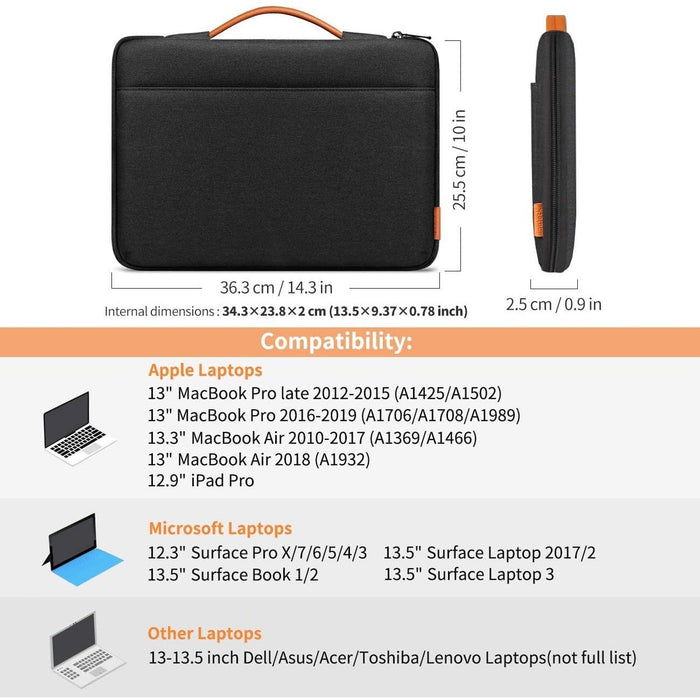 Inateck 13-13.3 Inch MacBook Air-MacBook Pro Retina Laptop Sleeve Case - Black