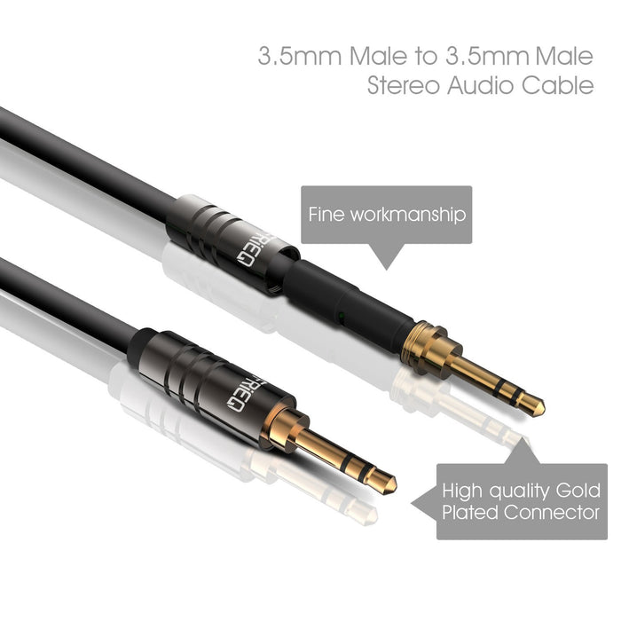 FRiEQ 3.5mm To Male Car and Home Stereo TPE Audio Cable 6 Feet-1.8M Fits Over Tablet & Smart Cases For Apple iPad, iPhone, iPod, Samsung, Android, MP3 Players - Black Plug will be Fully Seated with Phone Case On