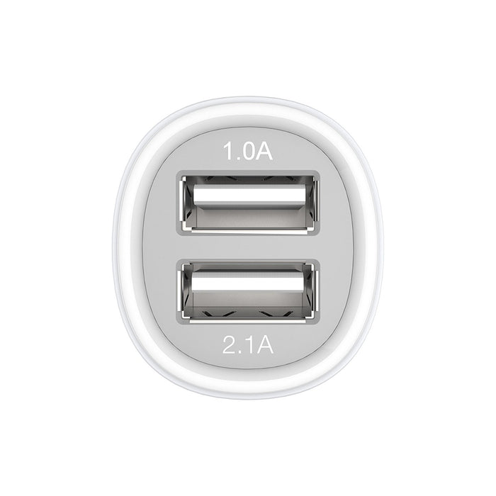 Kanex 2 Port USB Car Charger 1.0A & 1-Port 2.1A - White