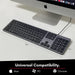 Macally Ultra Slim Wired Keyboard with 2 USB-A 1 x USB-C Port Hub for Mac and PC