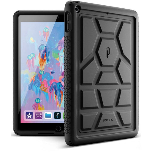 Poetic TurtleSkin Cover Case With Heavy Duty Protection Silicone and Sound-Amplification feature for iPad 9.7 Inch 2017-2018 - Black