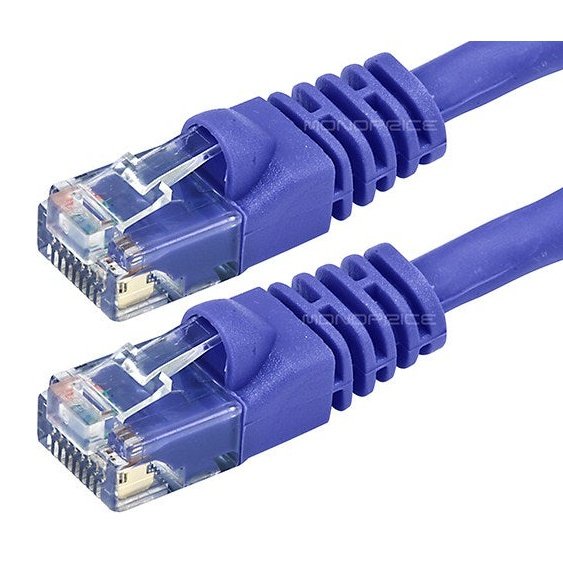 Monoprice 24AWG Cat6 550MHz UTP Ethernet Bare Copper Network Purple - 15cm Patch Cable Lead