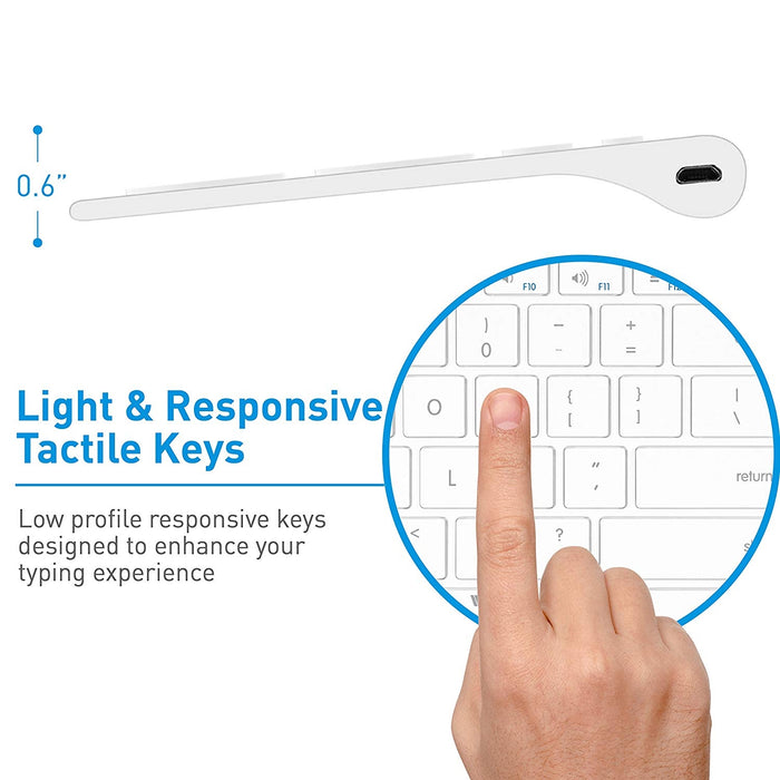 Macally Quick Switch Bluetooth Keyboard for Three Devices - White