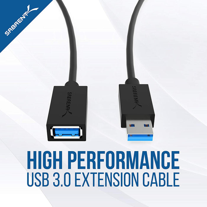 Sabrent 22AWG USB 3.0 Extension Cable, 0.9M - Black