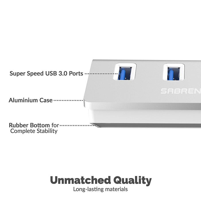 Sabrent 4-Port Aluminum USB 3.0 Hub - Silver