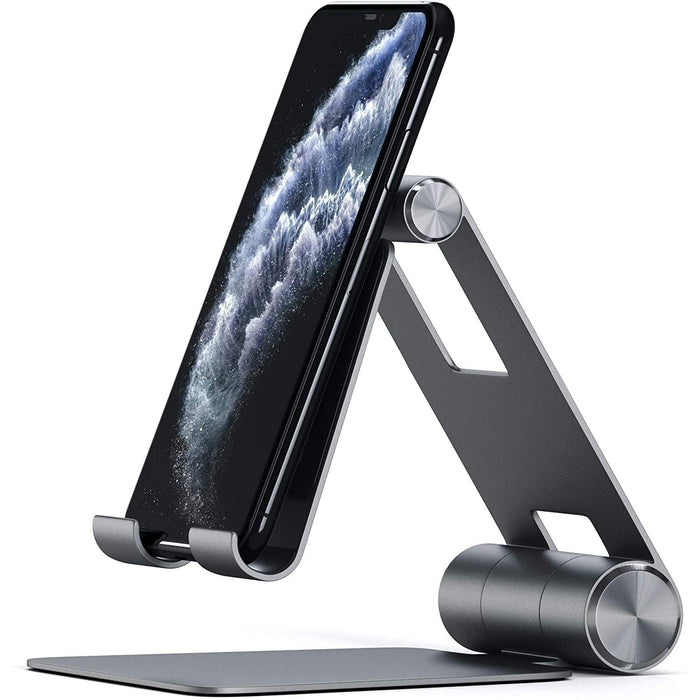 Satechi R1 Aluminum Multi-Angle Foldable Tablet Stand - Compatible with 2020-2018 2020 iPad Air, iPhone 12 Max-12 Mini-12, 11 Pro Max-11 Pro, Xs Max-XS-XR-X, 8 Plus-8 Space Gray