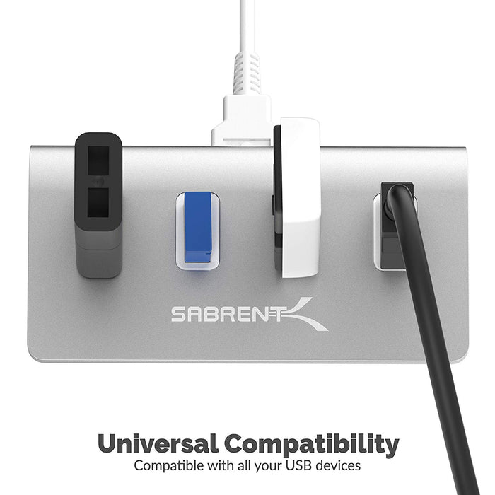 Sabrent 4-Port Aluminum USB 3.0 Hub - Silver