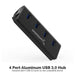 Sabrent 4-Port Aluminum USB 3.0 Hub - Black