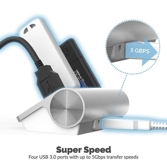 Sabrent 4-Port Aluminum USB 3.0 Hub - Silver