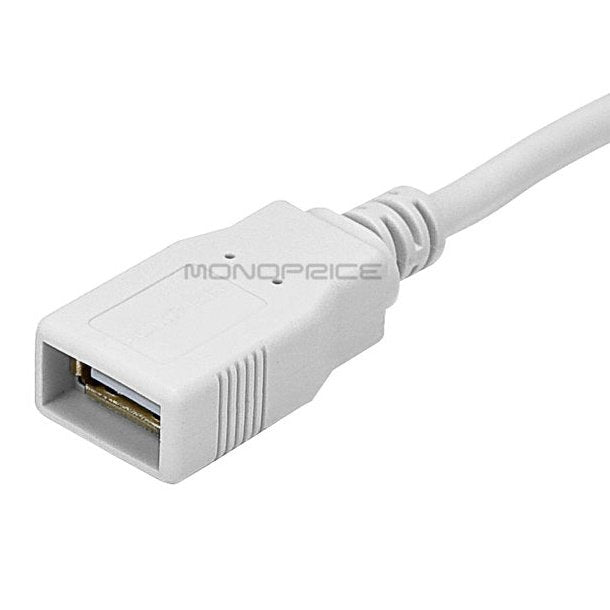 1 metre USB 2.0 Male to A Female Extension 28/24AWG Cable Gold Plated - WHITE