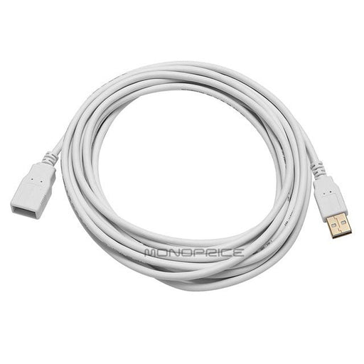 4.5 metre USB 2.0 Male to A Female Extension 28/24AWG Cable Gold Plated - WHITE