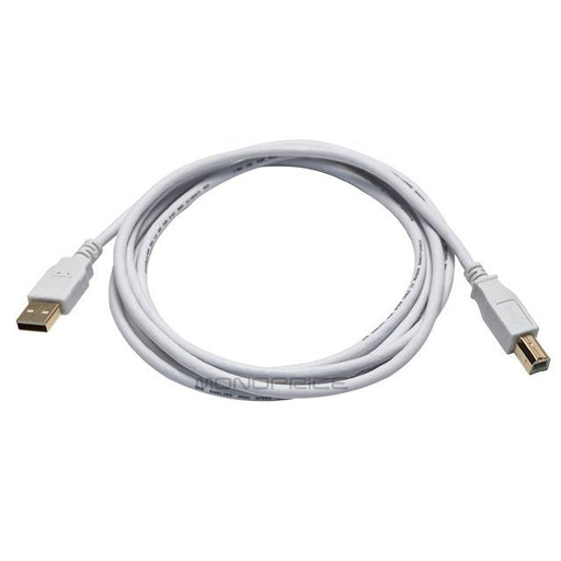 1.8m USB 2.0 A to B Male 28/24AWG Cable Gold Plated - WHITE