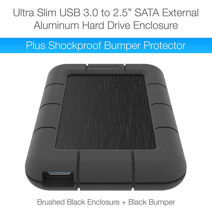 Sabrent USB 3.0 SSD 2.5-Inch External Shockproof Aluminum Hard Drive Enclosure Fits UASP SATA III Black - Similar to LaCie Rugged Case