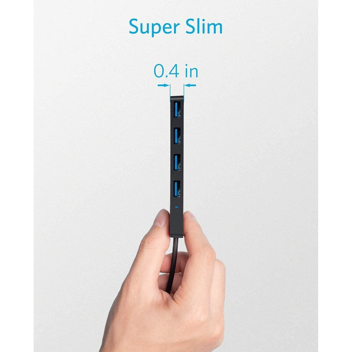 Anker 4 - Port USB 3.0 Hub, Ultra - Slim Data USB Hub with 0.6 m Extended Cable (Charging Not Supported) - Black - Macfixit Australia