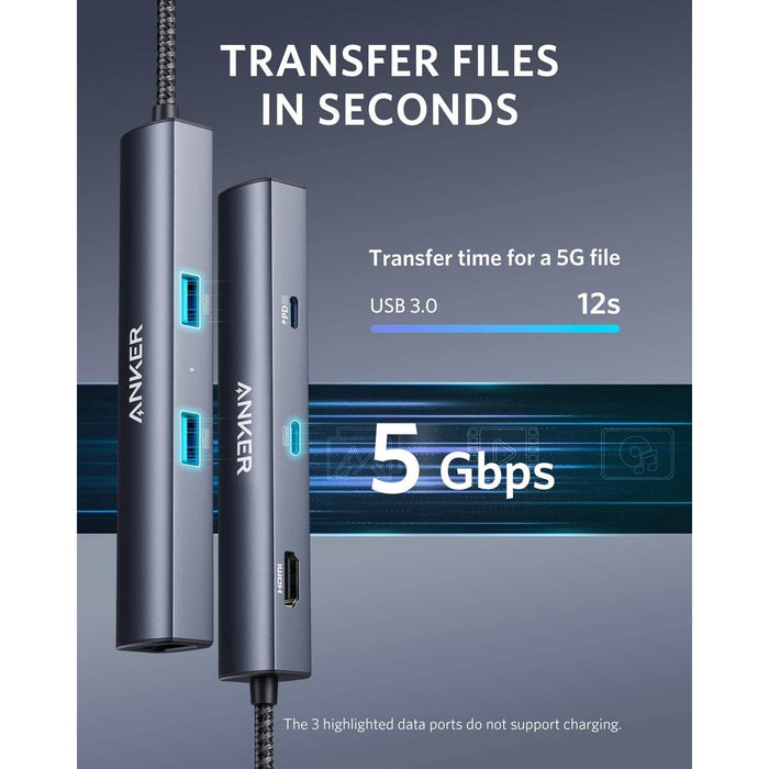 Anker PowerExpand 6 - in - 1 - USB C Hub, USB C PD Ethernet Hub with 65W Power Delivery, 4K HDMI, 1Gbps Ethernet, USB - C Data Port, 2 USB 3.0 Data Ports - Macfixit Australia