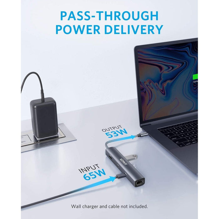 Anker PowerExpand 6 - in - 1 - USB C Hub, USB C PD Ethernet Hub with 65W Power Delivery, 4K HDMI, 1Gbps Ethernet, USB - C Data Port, 2 USB 3.0 Data Ports - Macfixit Australia