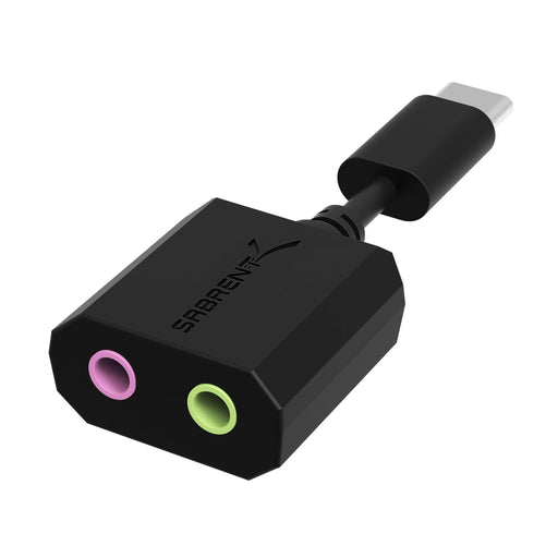 Sabrent USB Type-C External Stereo Sound Adapter for Windows and Mac. Plug & Play No drivers Needed