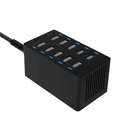 Sabrent Smart Desktop Charger With Rapid Charging Technology 10 Port USB 60 Watt 12 Amp - Black