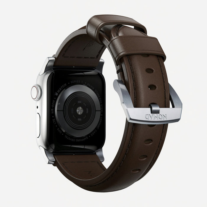 Nomad Traditional Strap for Apple Watch 42-44mm - Rustic Brown Silver Hardware
