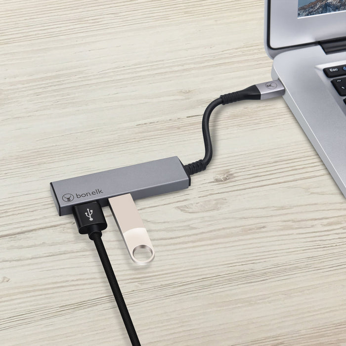 Bonelk Long - Life Series USB - C to 2 Port USB 3.0 Slim Hub - Space Grey - Macfixit Australia