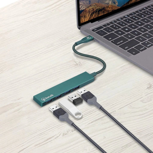 Bonelk Long - Life USB - C To 4 Port USB 3.0 Slim Hub (Green) - Macfixit Australia