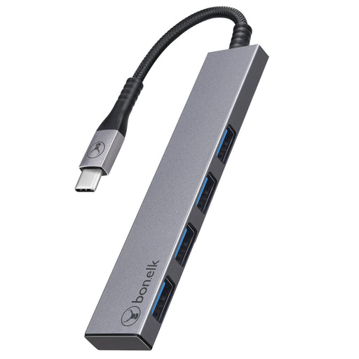 Bonelk Long - Life USB - C to 4 Port USB 3.0 Slim Hub - Space Grey - Macfixit Australia