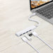 Bonelk Long - Life USB - C To 4 Port USB 3.0 Slim Hub (White) - Macfixit Australia