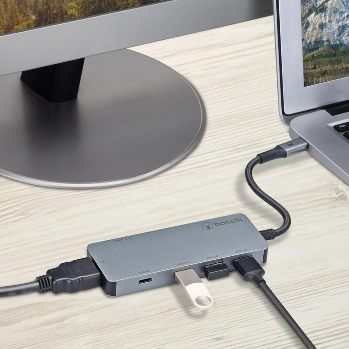 Bonelk Long - Life USB - C to 6 - in - 1 Multiport Hub - Space Grey - Macfixit Australia