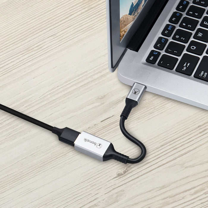 Bonelk Long - Life USB - C to USB - A Adapter (15cm) - Space Grey - Macfixit Australia