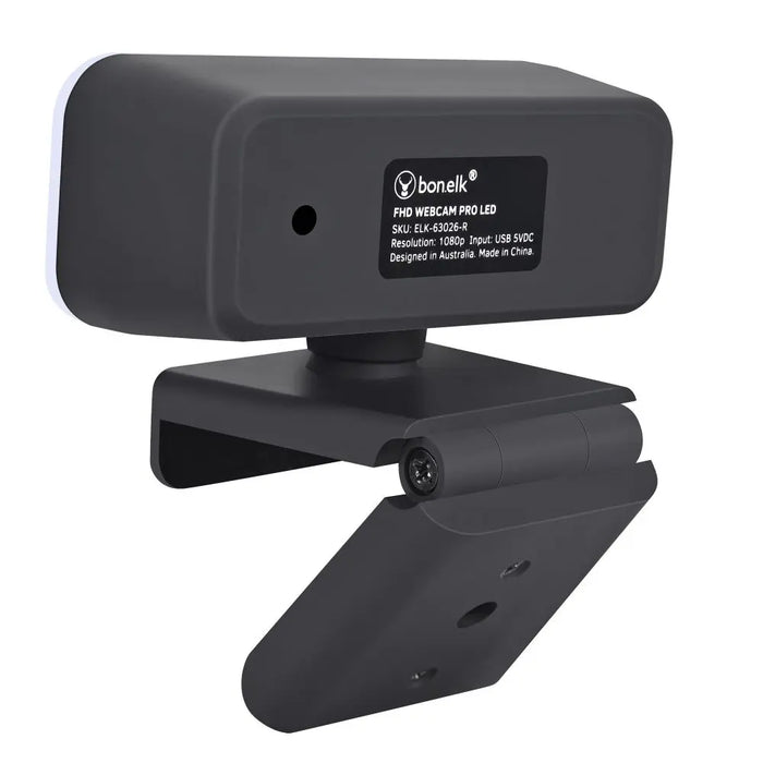 Bonelk USB Webcam Pro LED, Clip On, 1080p (Black) - Macfixit Australia