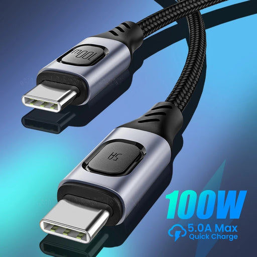 to USB C Cable 100W 5A Fast Charging Nylon Braided Cord - 2m