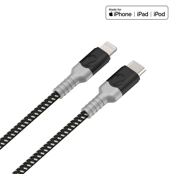 Bonelk Long-Life USB-C to Lightning Cable 1.2 m - Black-Grey