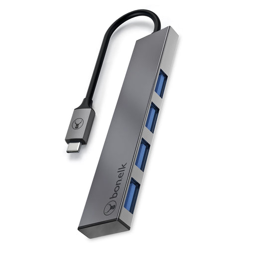 Bonelk USB-C to 4 Port USB 3.0 Slim Hub - Space Grey