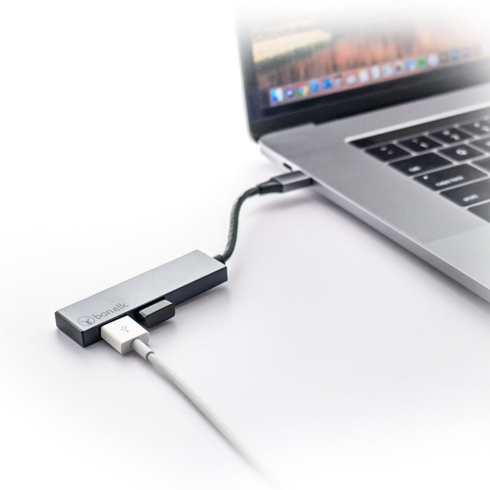 Bonelk USB-C to 2 Port USB-A 3.0 Slim Hub - Space Grey