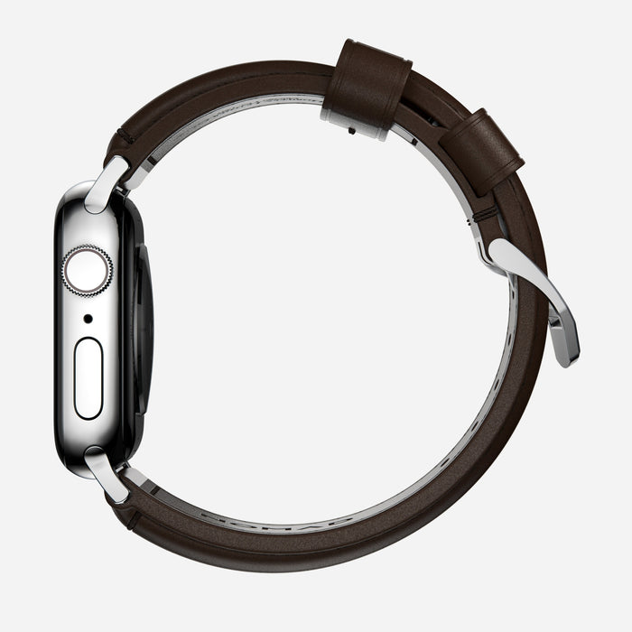 Nomad Traditional Strap for Apple Watch 42-44mm - Rustic Brown Silver Hardware