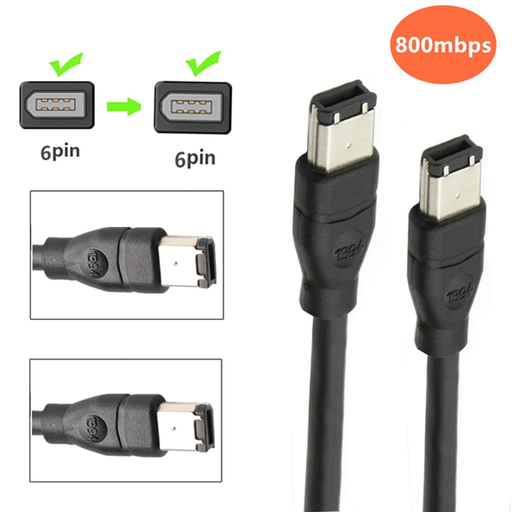 IEEE-1394 FireWire iLink DV Cable 6P-6P M/M - 3m - Black