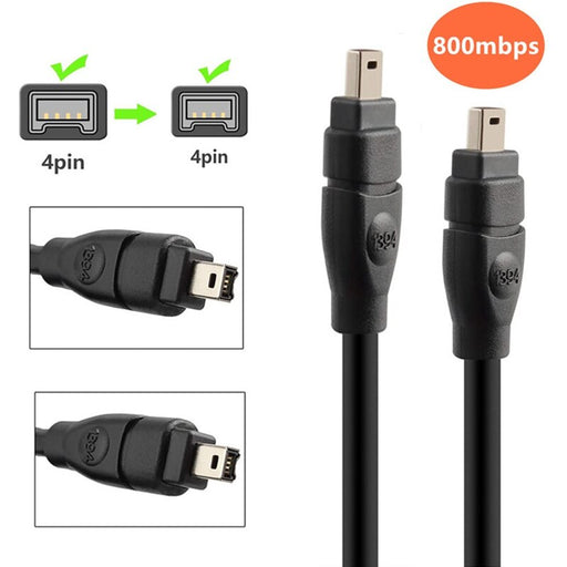 FireWire iLink DV Cable 4P-4P M/M - 3m BLACK IEEE-1394