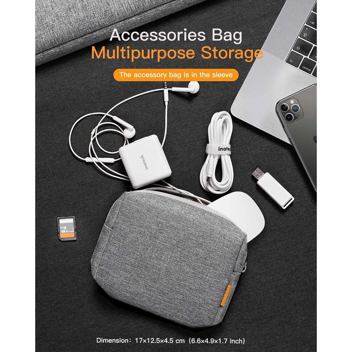 Inateck 13 - 13.5” Laptop Sleeve Carrying Case Compatible with MacBook Air 2012 - 2017, MacBook Pro 14 M1 2021,MacBook Pro 2012 - 2015, 13.5 Surface Laptop4 - 3 with Accessory Pouch - Grey - Macfixit Australia