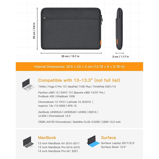 Inateck 13 - 13.5” Laptop Sleeve Carrying Case Compatible with MacBook Air 2012 - 2017, MacBook Pro 14 M1 2021,MacBook Pro 2012 - 2015, 13.5 Surface Laptop4 - 3 with Accessory Pouch - Black - Macfixit Australia