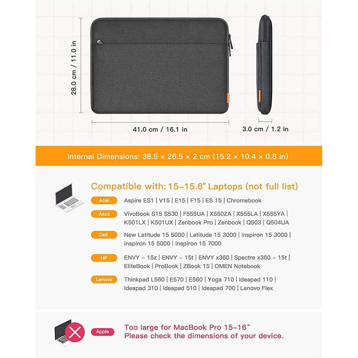 Inateck 15 - 15.6 Inch Laptop Sleeve Case Bag with Accessory Pouch Compatible with Laptops - Chromebooks - Notebooks - Black - Macfixit Australia