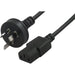Male 3 Pin AC to Female IEC-C13 Power Cable 2m - Kettle Lead