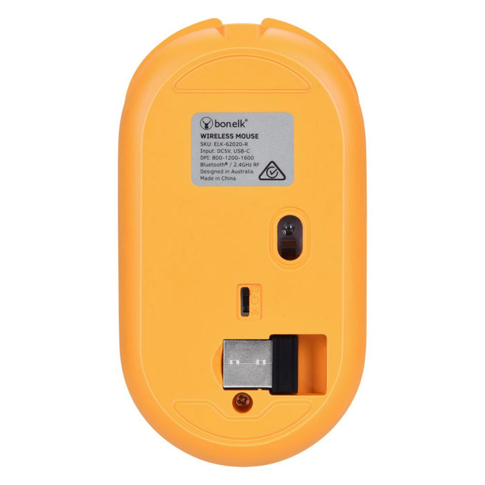 Bonelk Bluetooth/Wireless RGB 4D Mouse, 1200DPI, USB-C, M-270 Orange