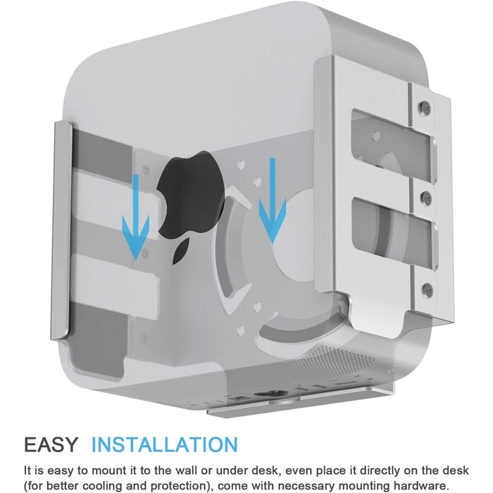 Mac Studio Mount, Aluminium Desktop, Under Desk, Wall Mount Stand for Mac Studio, Compatible VESA Holder with Anti - Scratch Pad - Silver - Macfixit Australia