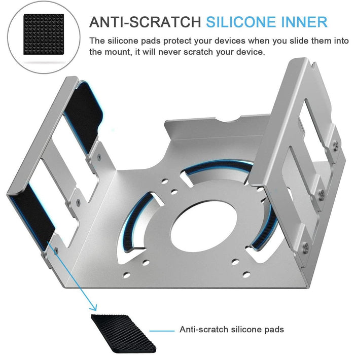 Mac Studio Mount, Aluminium Desktop, Under Desk, Wall Mount Stand for Mac Studio, Compatible VESA Holder with Anti - Scratch Pad - Silver - Macfixit Australia