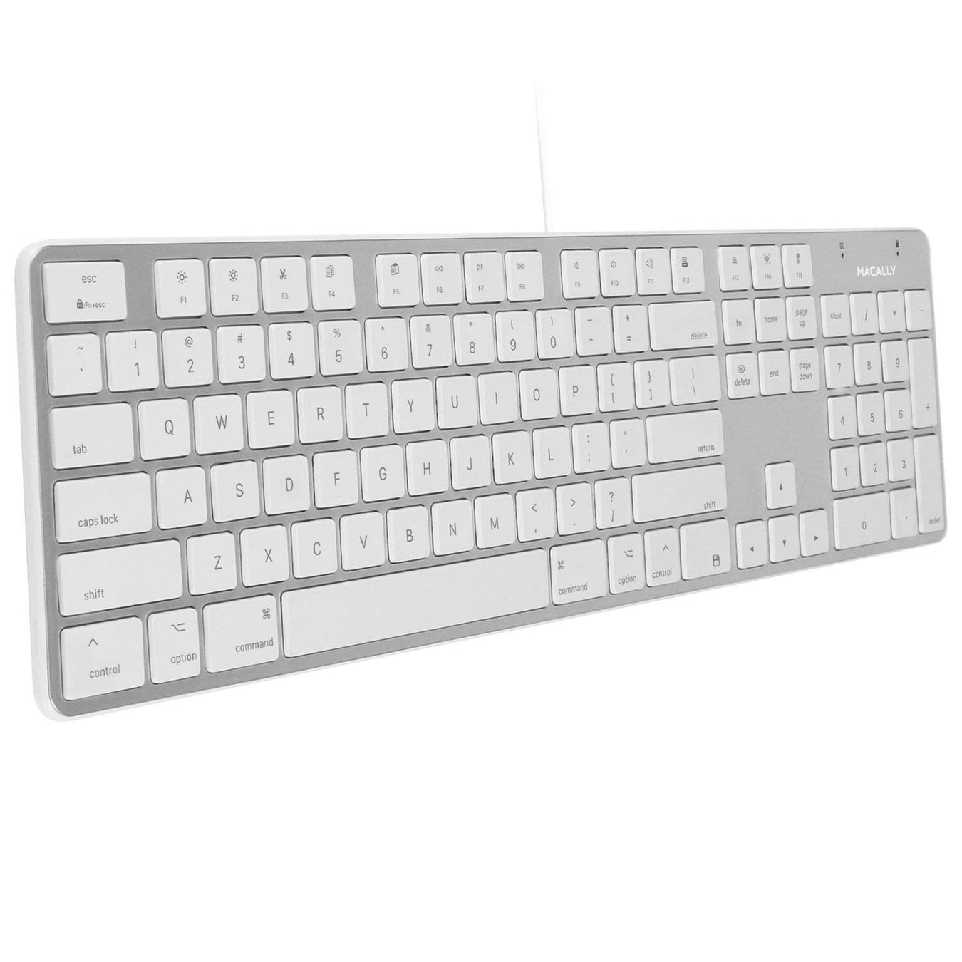 Macally 104 key Aluminium Ultra Slim USB Wired Keyboard for Mac - Silver - Macfixit Australia