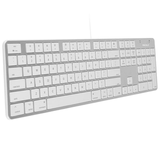 Macally 104 key Aluminium Ultra Slim USB Wired Keyboard for Mac - Silver - Macfixit Australia