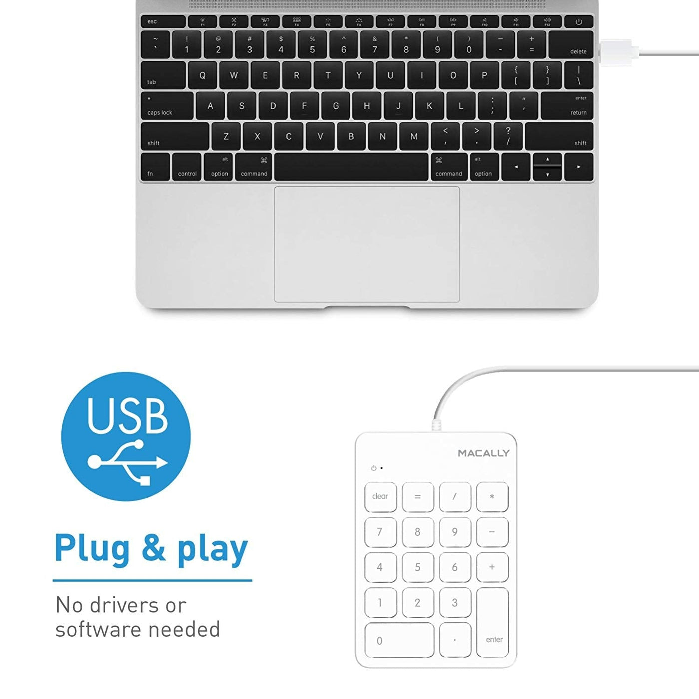 Macally 18 Key Numeric Keypad - White - Macfixit Australia