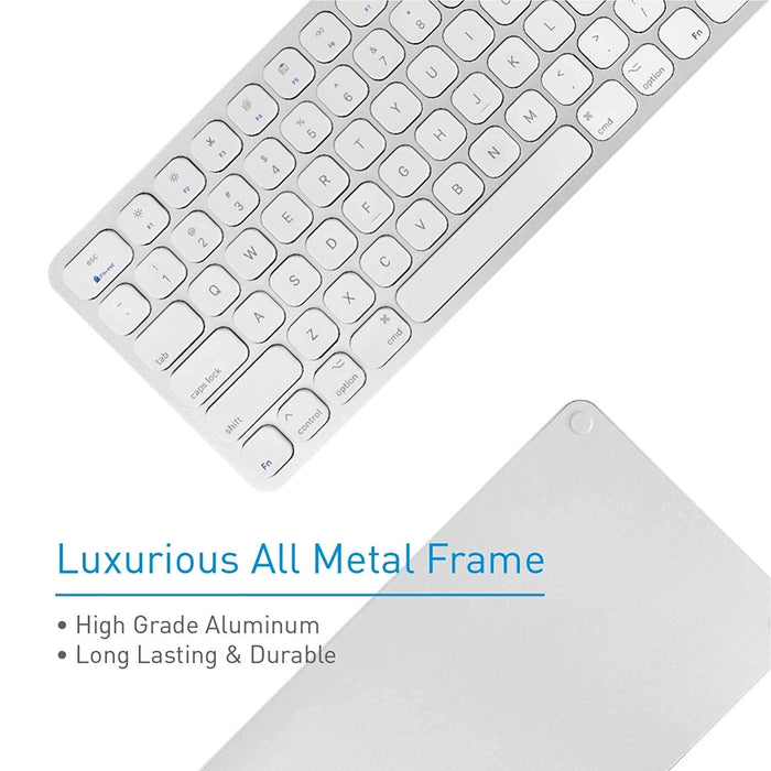 Macally Bluetooth Wireless Keyboard, Slim Full - Size Metal Frame & Extended Numeric Keypad - Silver - Macfixit Australia